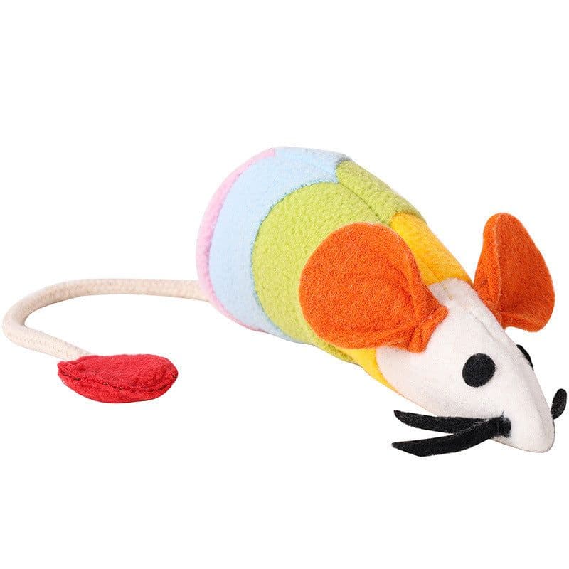 image-Rainbow Mouse Pet Tease Cat Plush Bite Resistant Toy