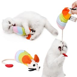 image-Rainbow Mouse Pet Tease Cat Plush Bite Resistant Toy