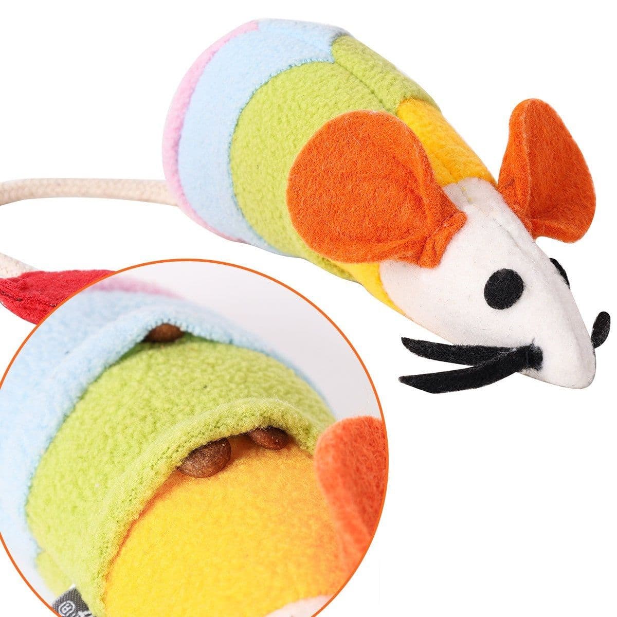 image-Rainbow Mouse Pet Tease Cat Plush Bite Resistant Toy