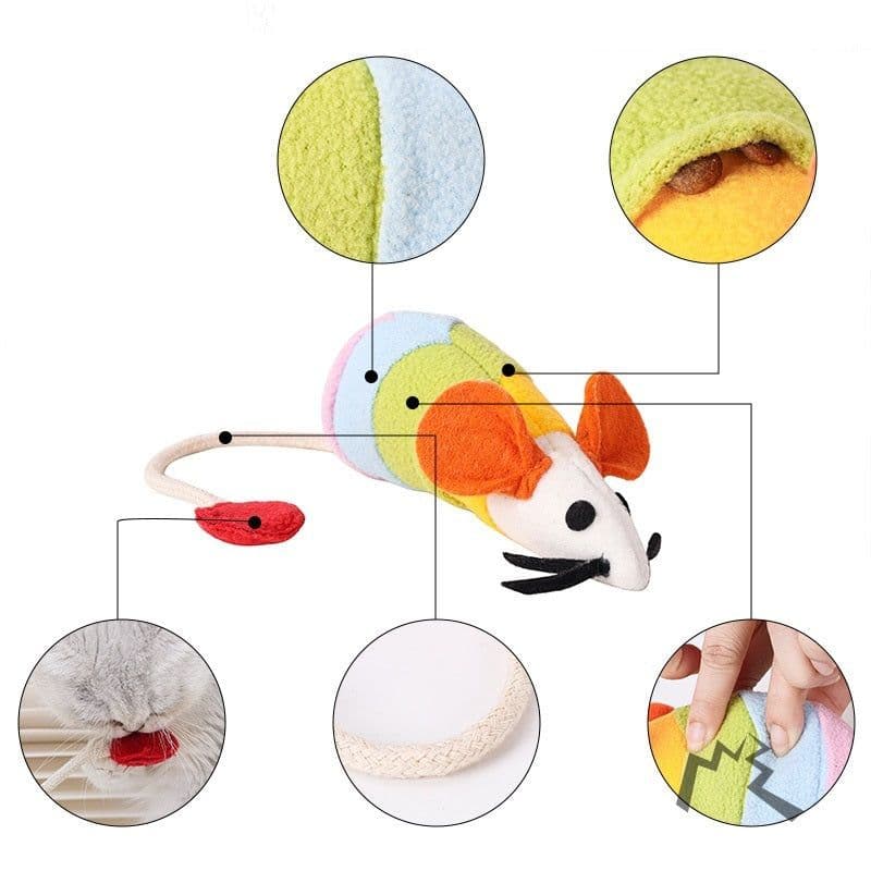 image-Rainbow Mouse Pet Tease Cat Plush Bite Resistant Toy
