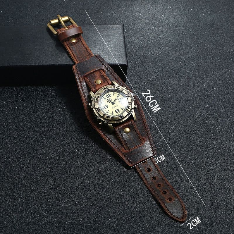 image-Vintage Leather Watch Bracelet, Versatile Fashion Men and Women