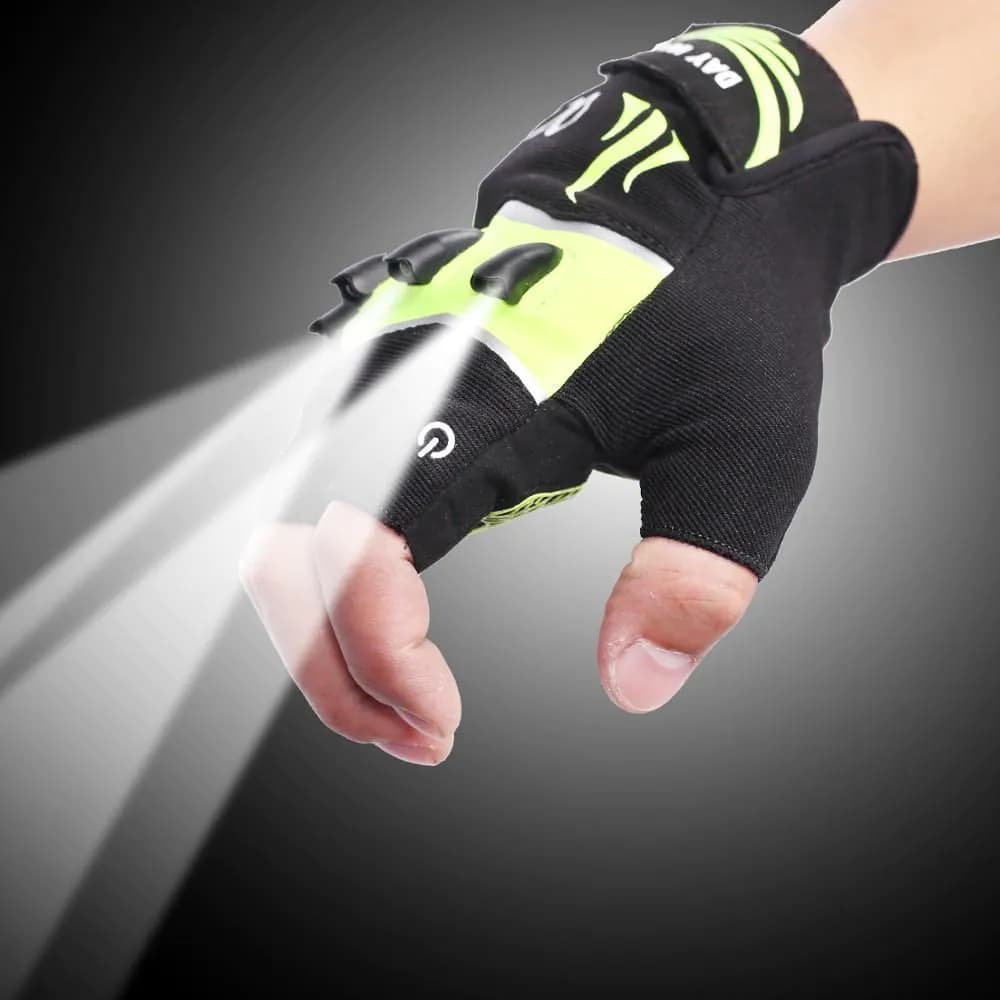 image-Fingerless Outdoor Sports Bike Lighting Gloves
