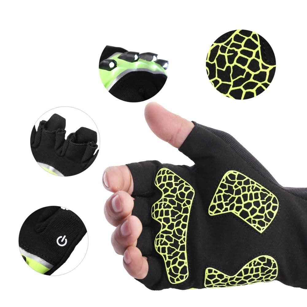 image-Fingerless Outdoor Sports Bike Lighting Gloves