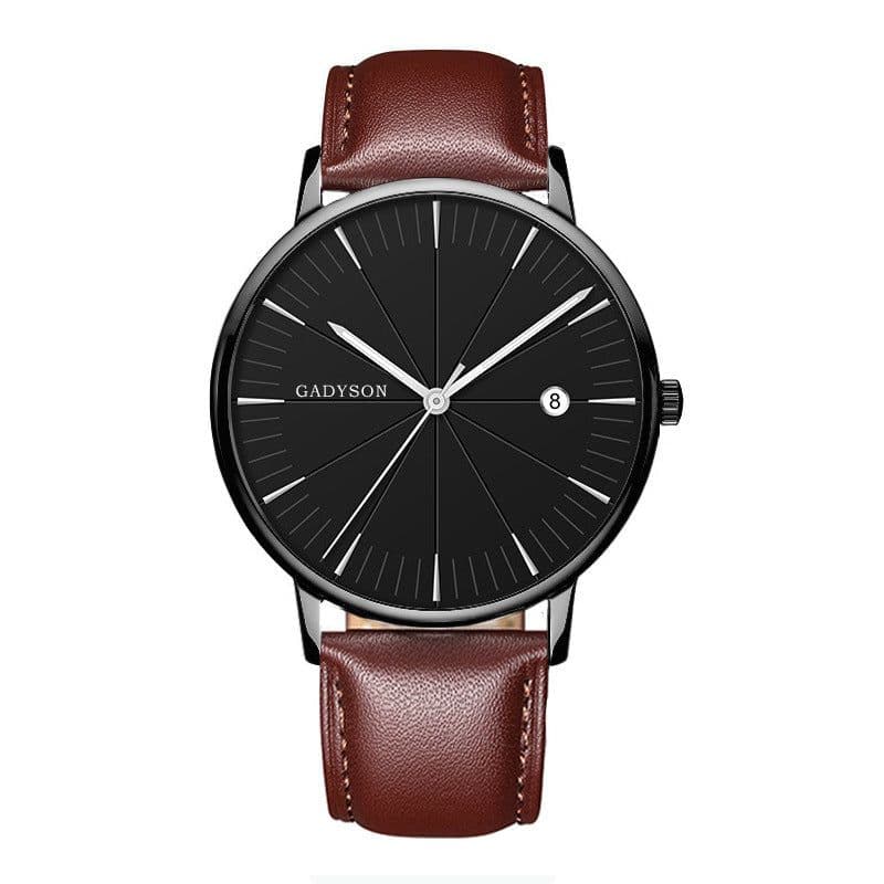 image-Europe And The United States New Simple Black Business Calendar Men Watch