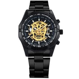 image-Official Automatic GOLD Watch Men Steel Strap Skeleton