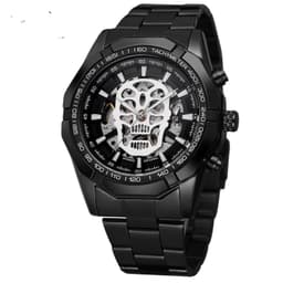 image-Official Automatic GOLD Watch Men Steel Strap Skeleton