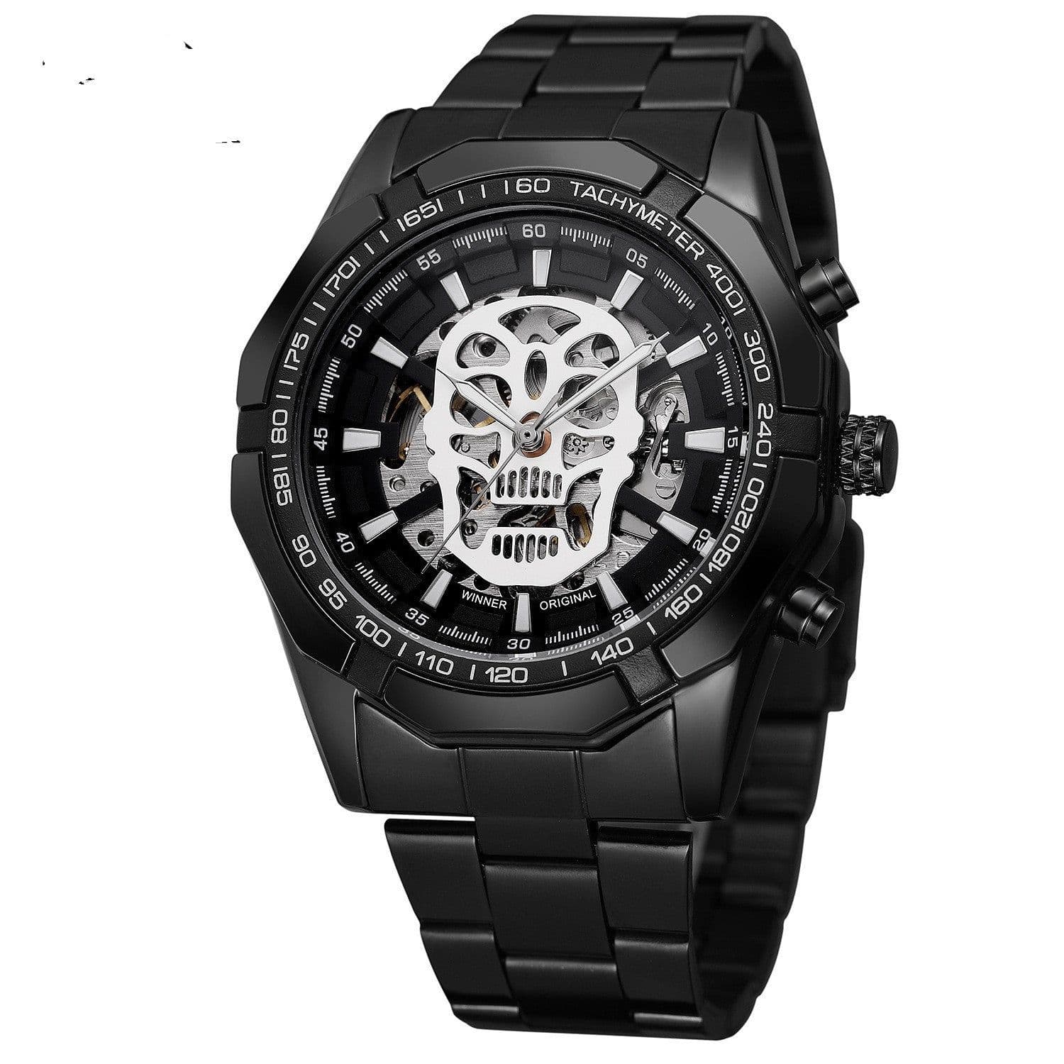 image-Official Automatic GOLD Watch Men Steel Strap Skeleton