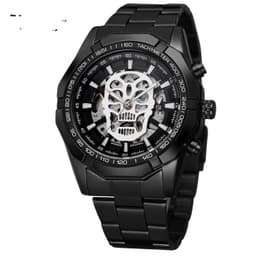 image-Official Automatic GOLD Watch Men Steel Strap Skeleton