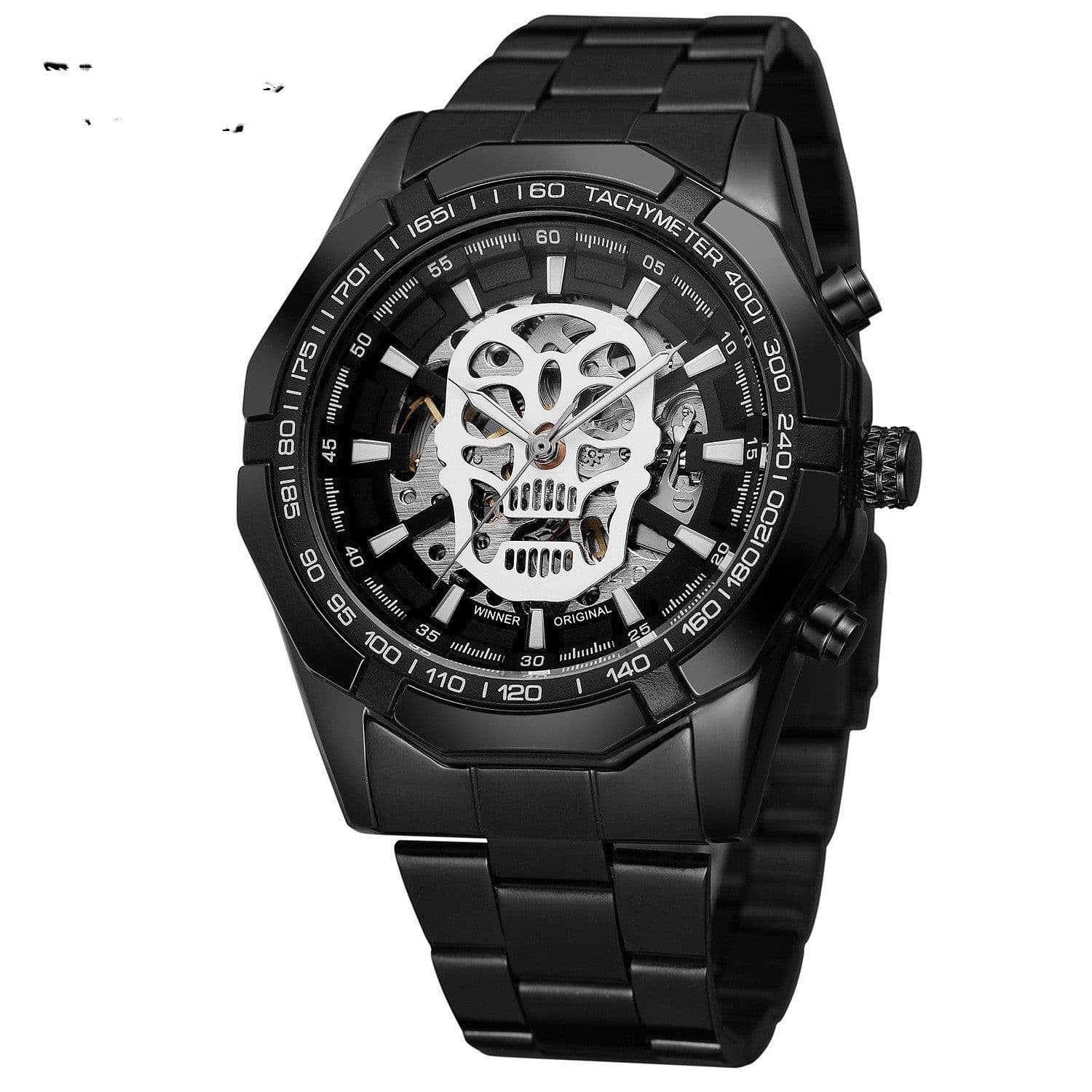 image-Official Automatic GOLD Watch Men Steel Strap Skeleton