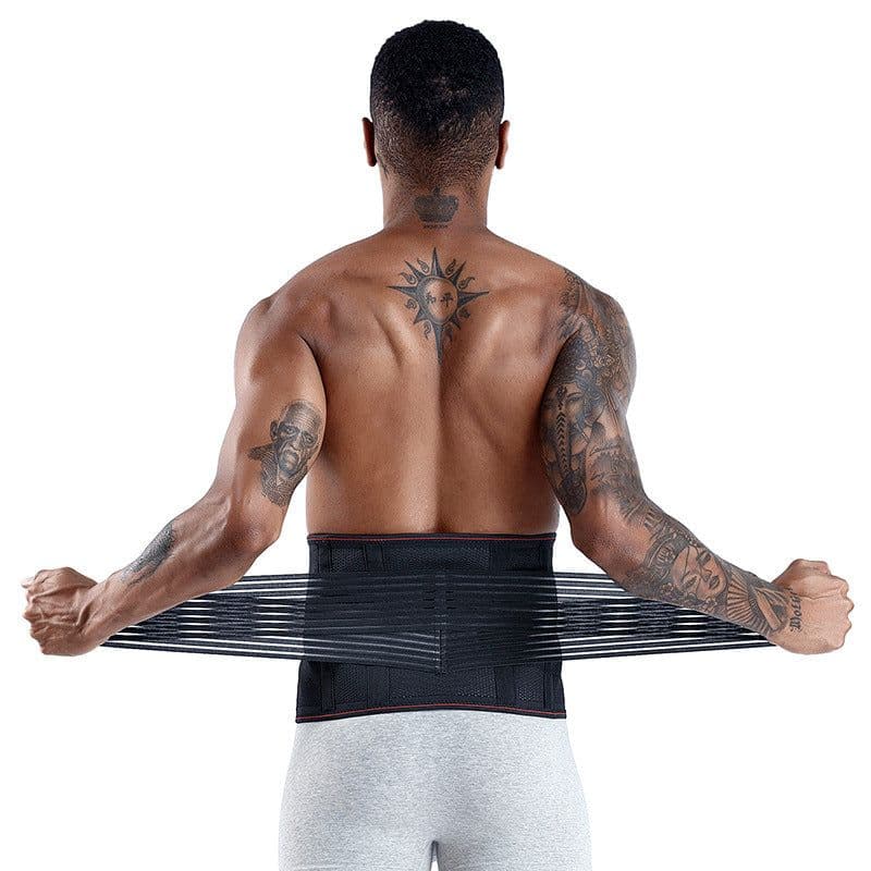 image-Back Support Weight Loss Brace Belt Lumbar Lower Waist Double Adjust Back Pain Relief Waist Support Sport Springs Belt