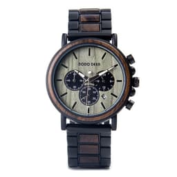 image-Luxury Wood Stainless Steel Men Watch Stylish Wooden