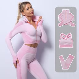 image-Three-piece Stretch Fitness Pants Sports Yoga Suit
