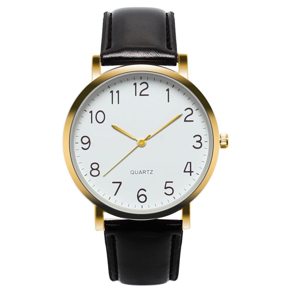 image-Simple Atmosphere Men's Belt Watch, Large Dial 12 Digital Classic Watch