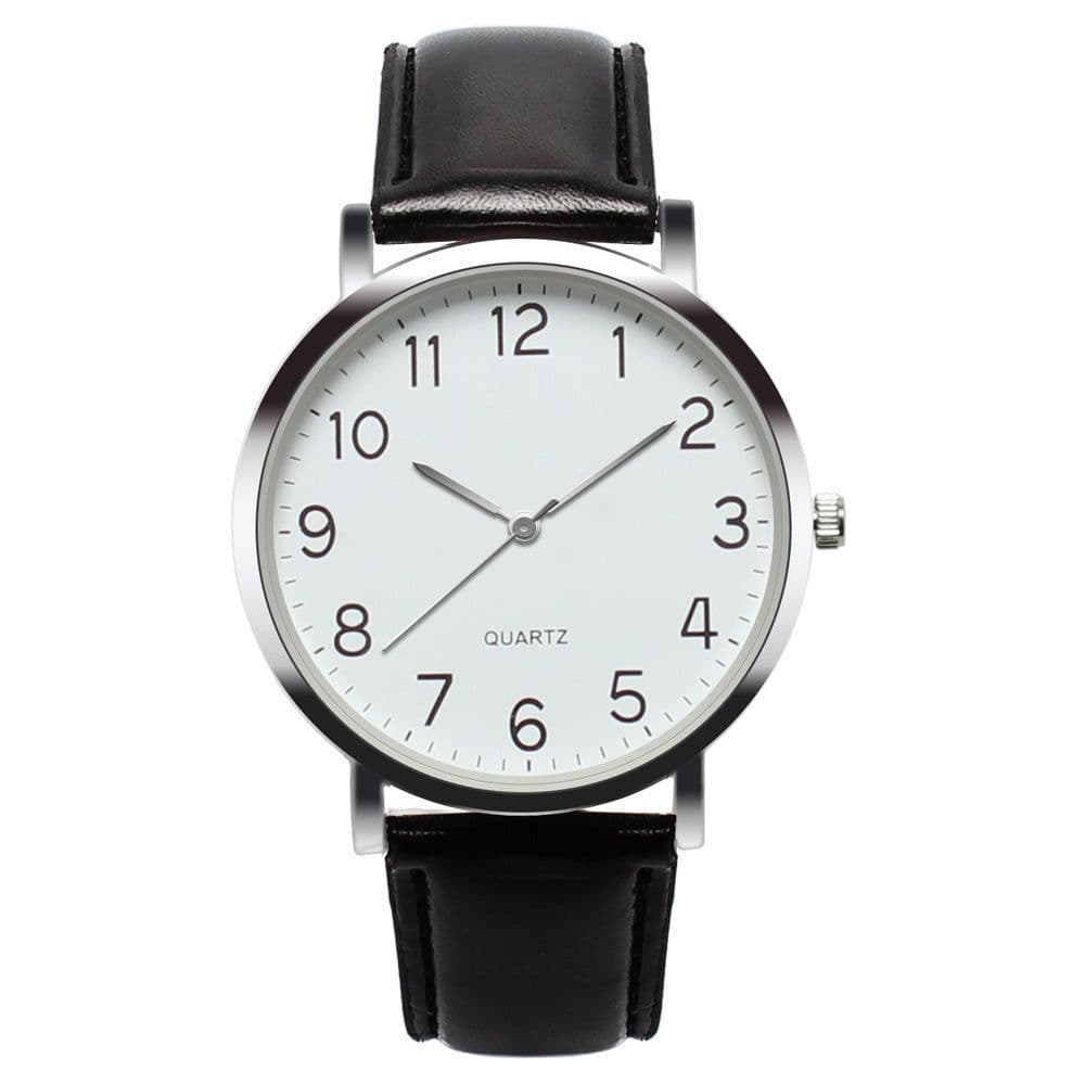 image-Simple Atmosphere Men's Belt Watch, Large Dial 12 Digital Classic Watch