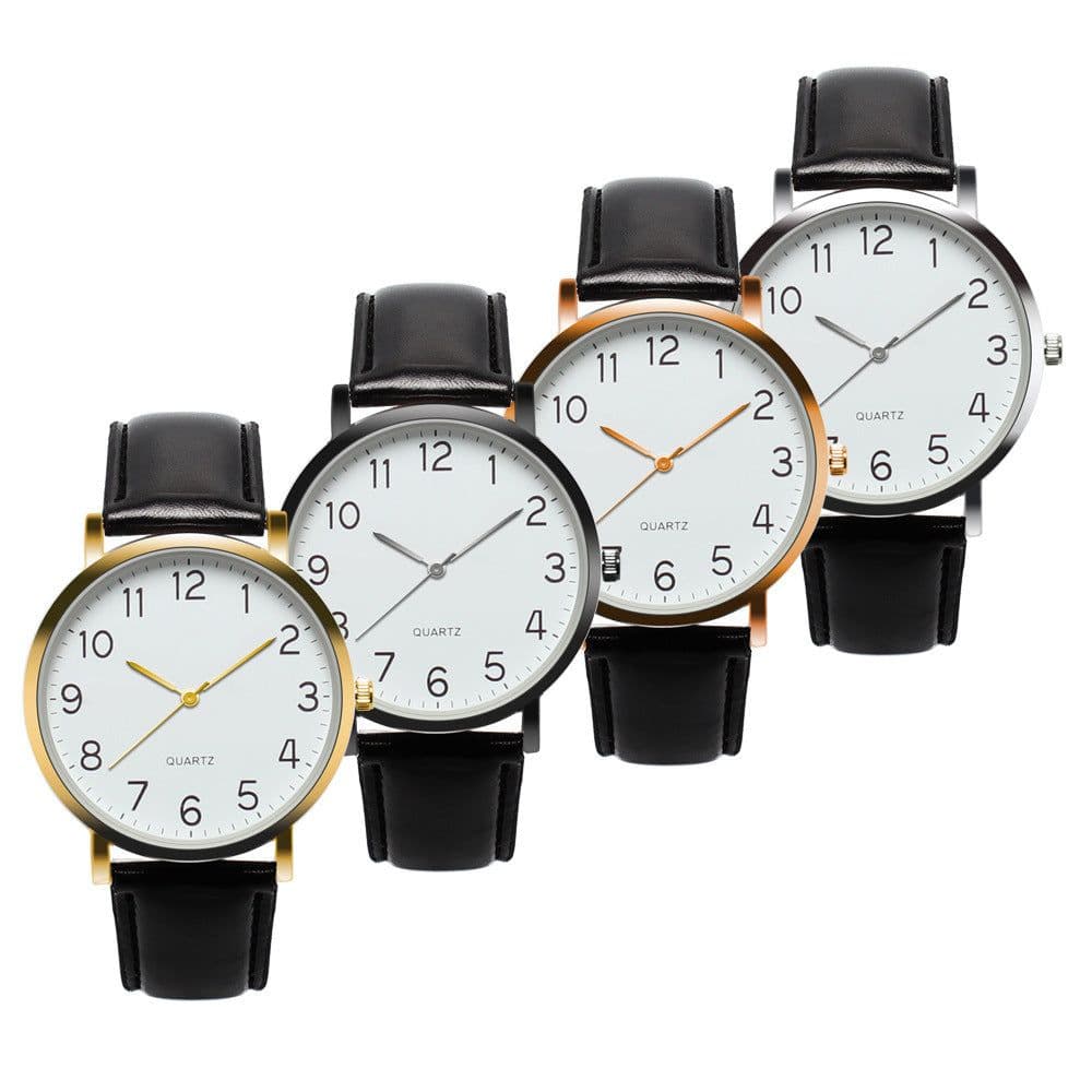 image-Simple Atmosphere Men's Belt Watch, Large Dial 12 Digital Classic Watch