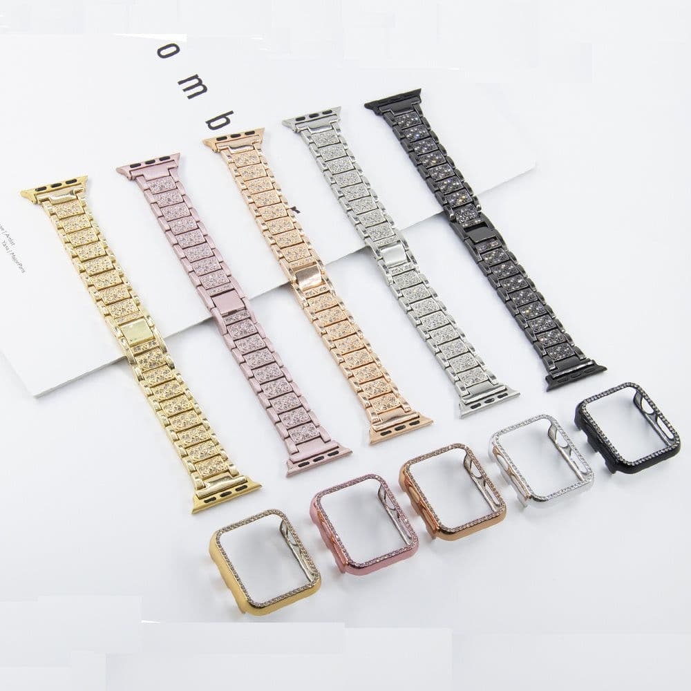 image-Diamond Bracelet Stainless Steel Metal Watchband