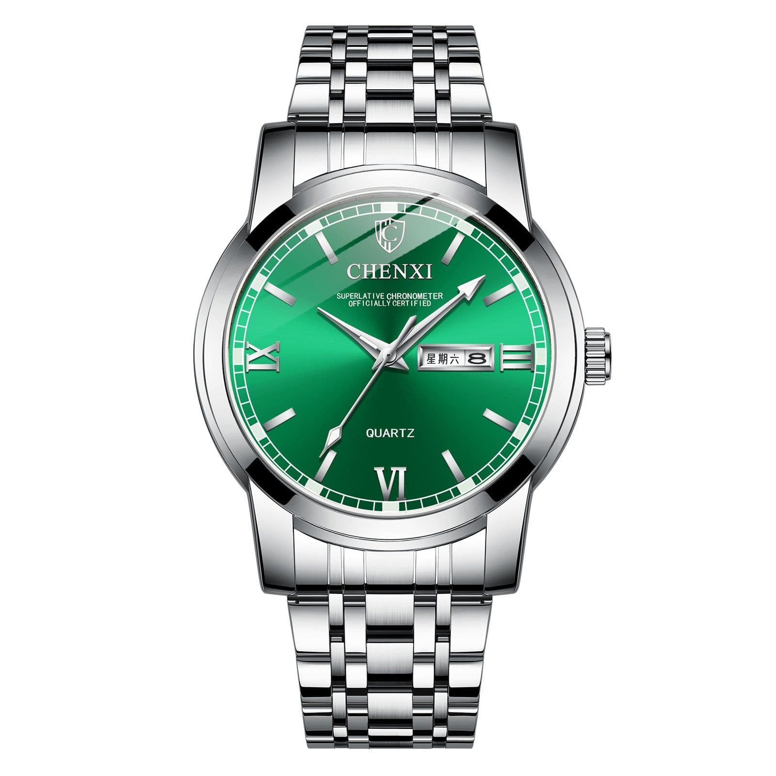 image-Double Calendar Luminous Waterproof Steel Belt Positive Watch