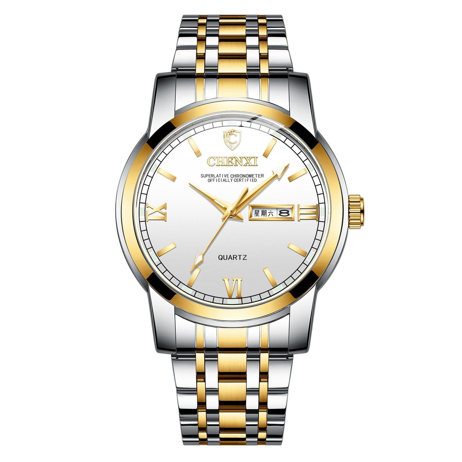 image-Double Calendar Luminous Waterproof Steel Belt Positive Watch