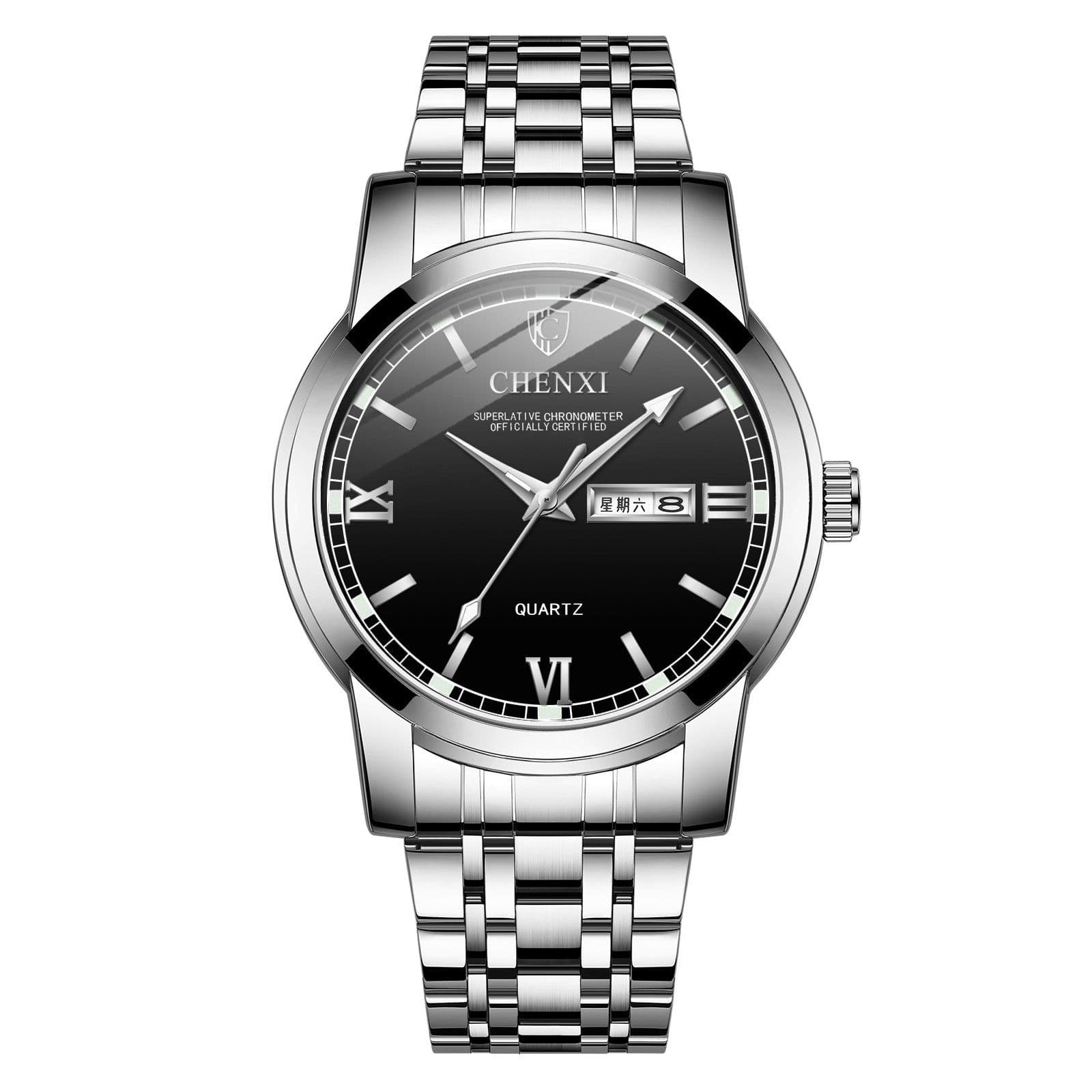 image-Double Calendar Luminous Waterproof Steel Belt Positive Watch