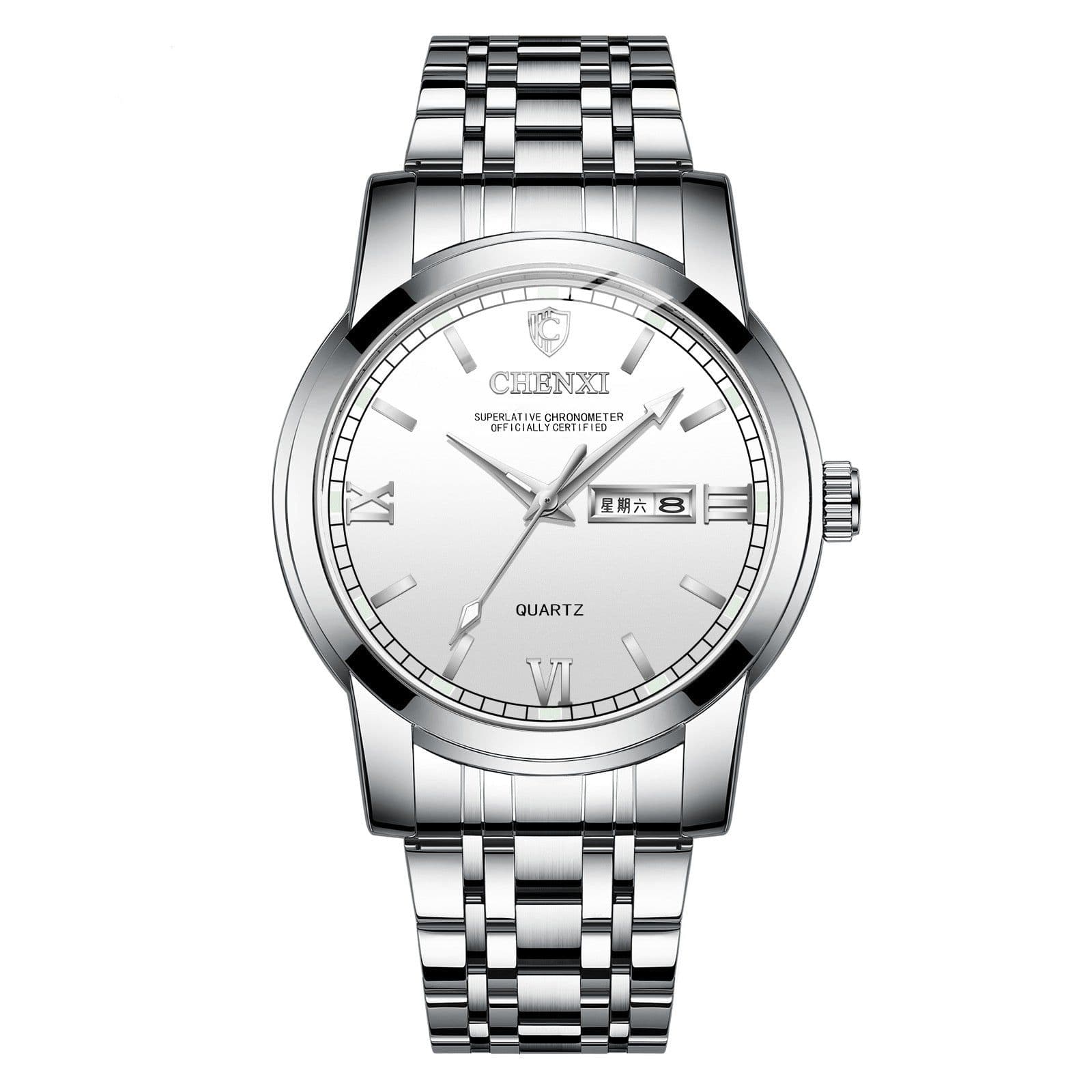 image-Double Calendar Luminous Waterproof Steel Belt Positive Watch