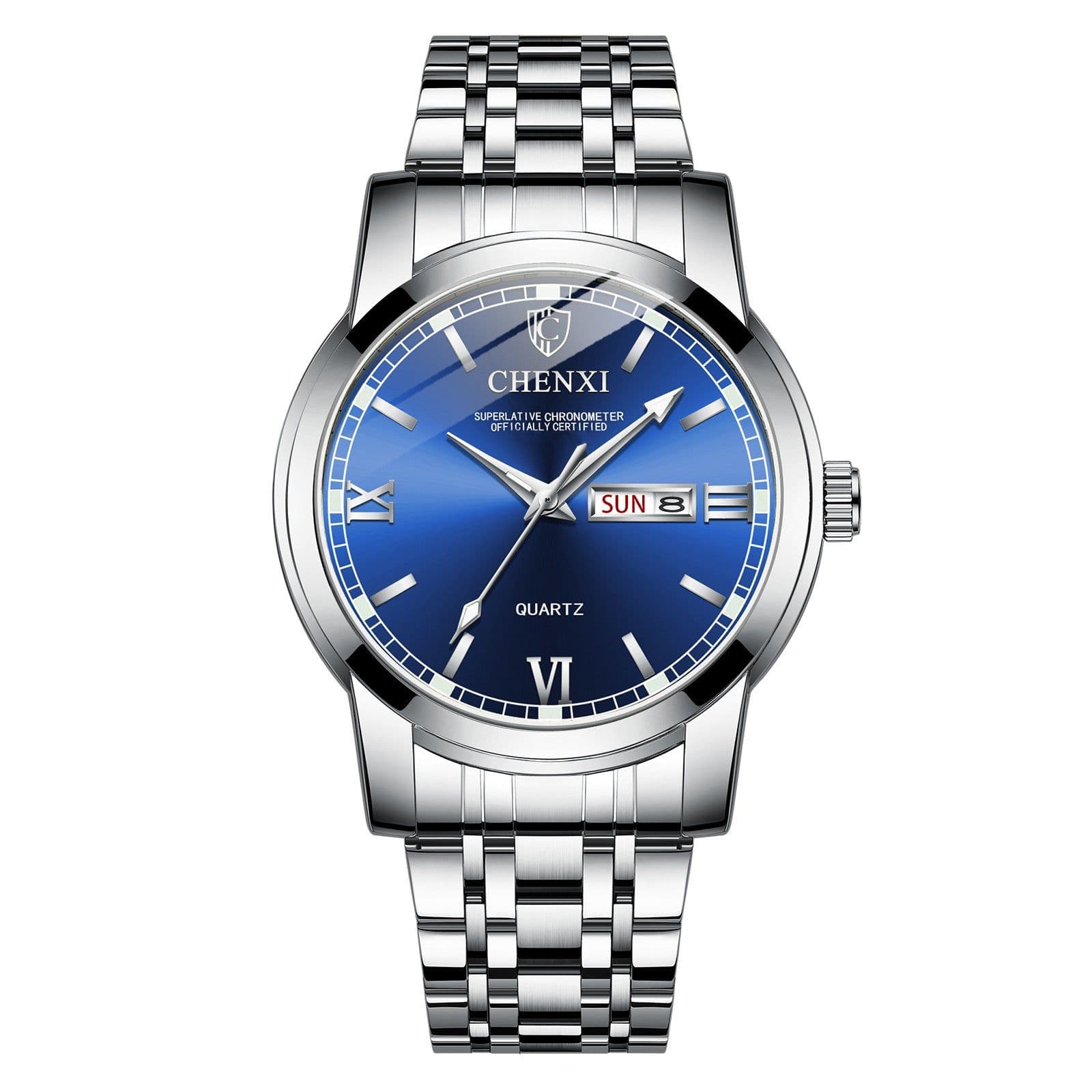 image-Double Calendar Luminous Waterproof Steel Belt Positive Watch