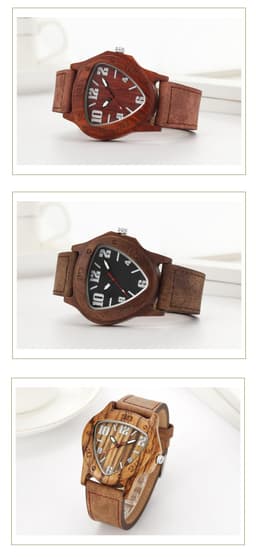 image-Men's Triangle Wooden Watch European And American Foreign Trade Atmosphere