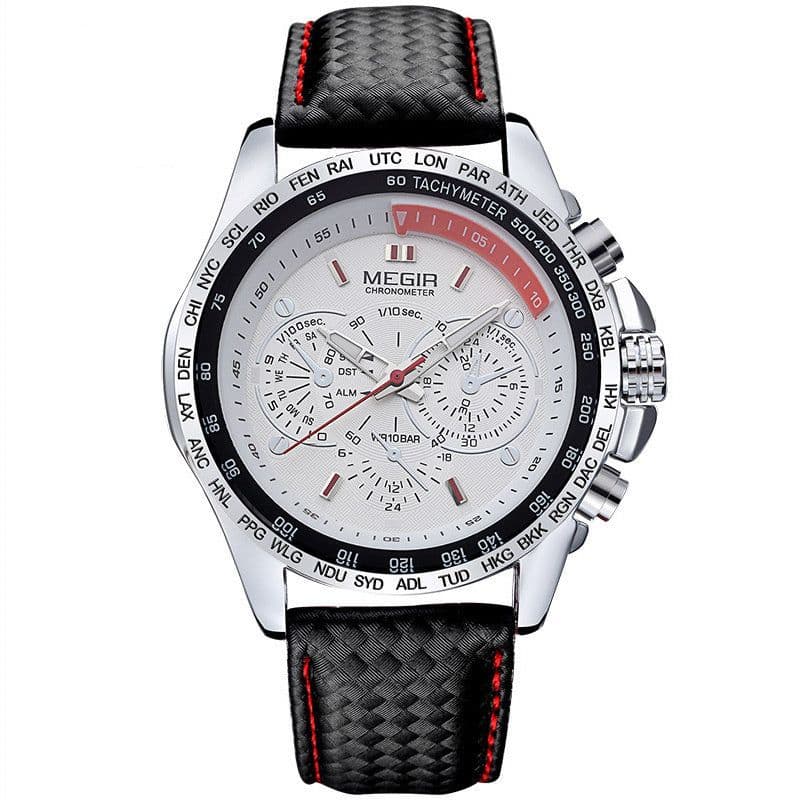 image-Multifunctional Chronograph Fashion Luminous Steel Case Quartz Watch