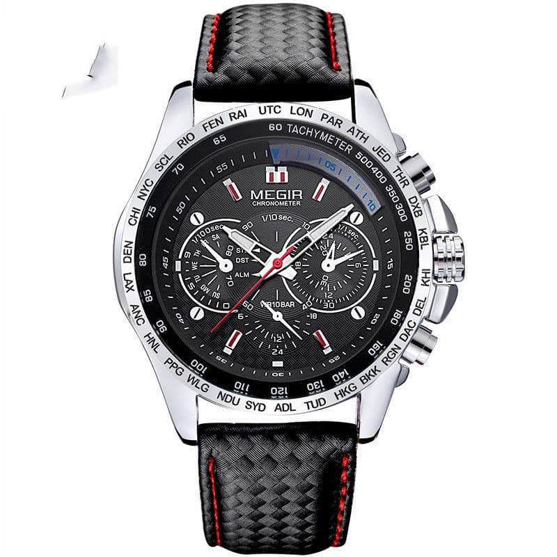image-Multifunctional Chronograph Fashion Luminous Steel Case Quartz Watch
