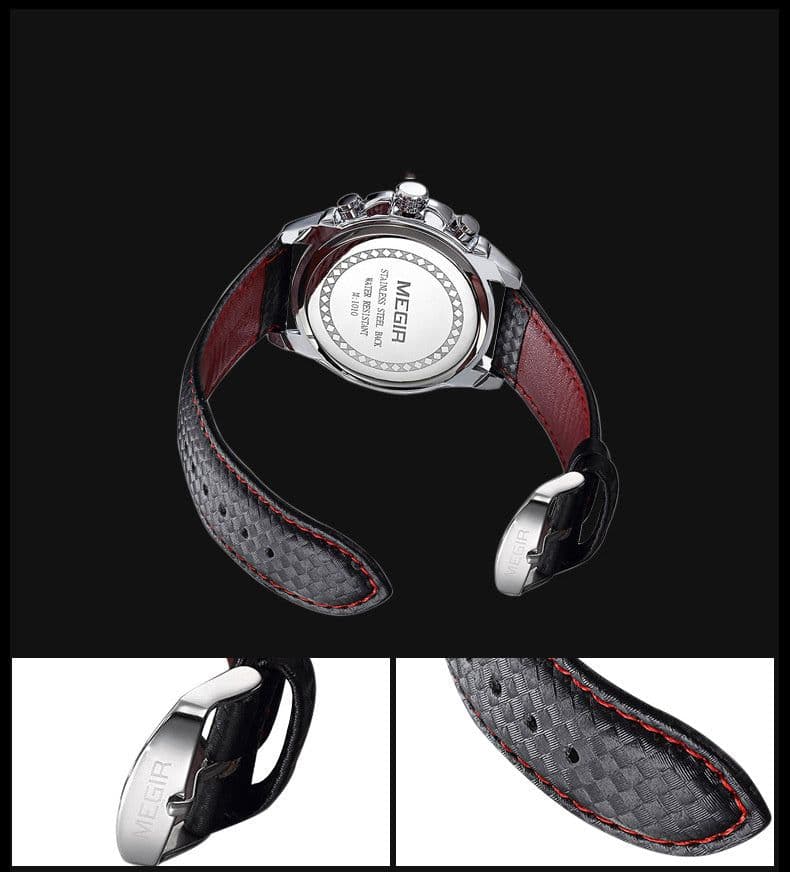 image-Multifunctional Chronograph Fashion Luminous Steel Case Quartz Watch