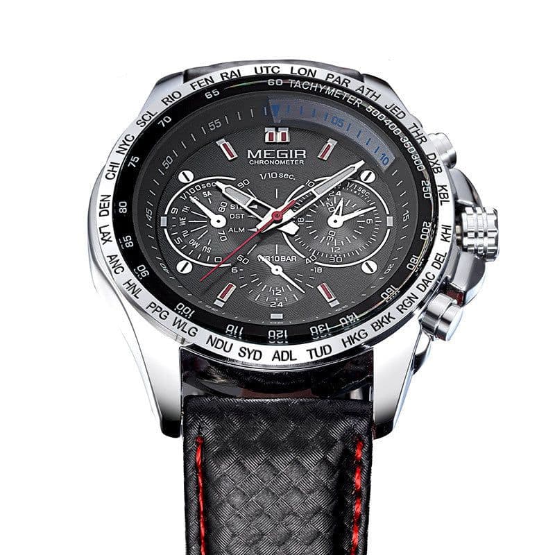 image-Multifunctional Chronograph Fashion Luminous Steel Case Quartz Watch
