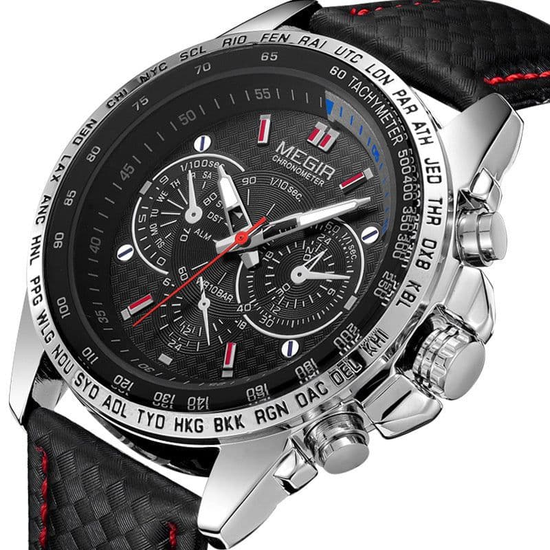 image-Multifunctional Chronograph Fashion Luminous Steel Case Quartz Watch