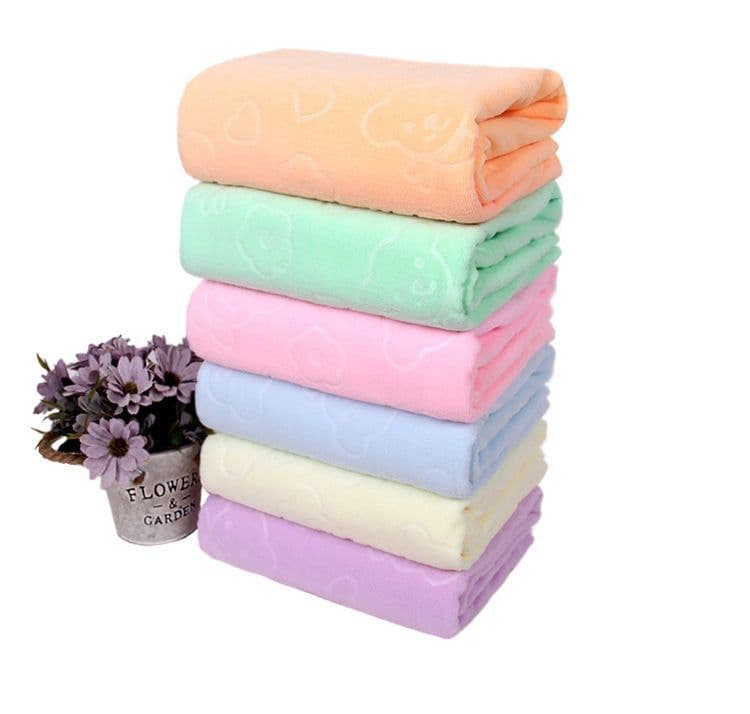image-Microfiber Absorbent Bath Towel Household And Face Wash Towel Face Towel Bear Embossed Bath Towel