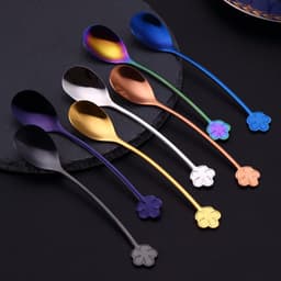 image-304 Stainless Steel Spoon Gold Plated Dessert Spoon Coffee Stir Spoon Stainless Steel Ice Bar Spoon