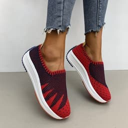 image-Flyknit Breathable Shoes Wedge Sneakers
