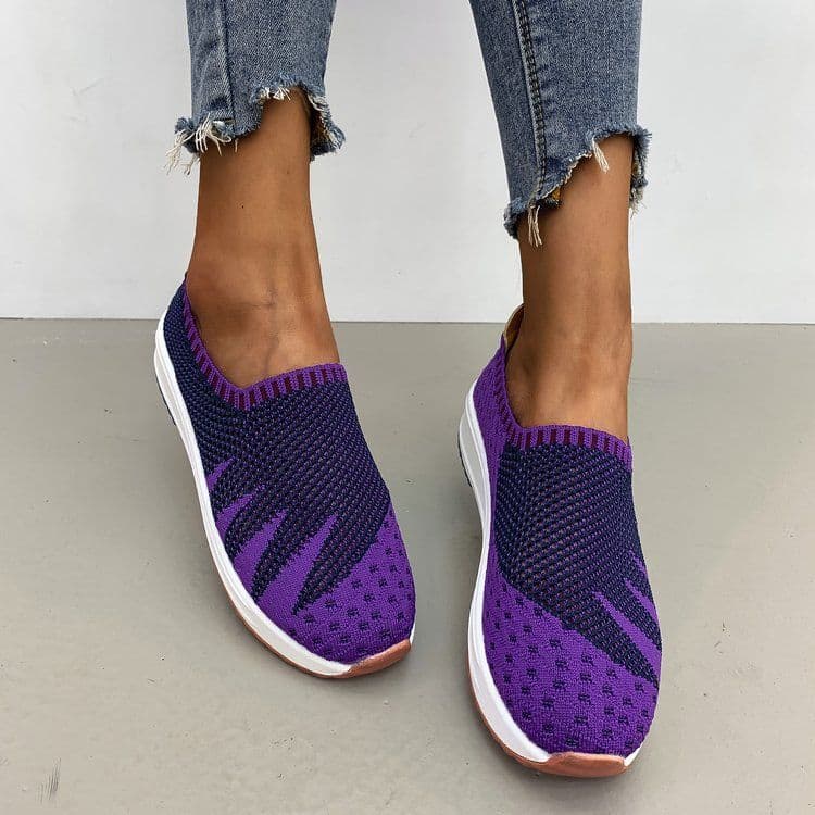 image-Flyknit Breathable Shoes Wedge Sneakers