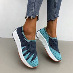 image-Flyknit Breathable Shoes Wedge Sneakers