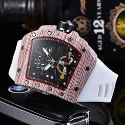 image-Knife Hollow Carbon Brazed Silicone Band Quartz Men's Watch