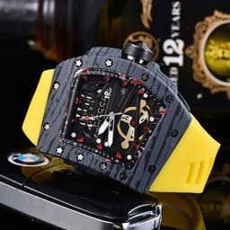 image-Knife Hollow Carbon Brazed Silicone Band Quartz Men's Watch