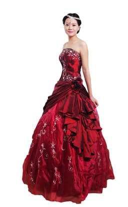 image-Wedding Dress Handmade Silver Embroidered Taffeta Formal Occasion Ball Evening Gown For Women