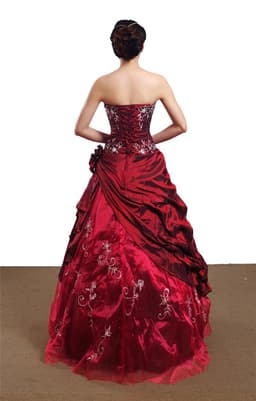 image-Wedding Dress Handmade Silver Embroidered Taffeta Formal Occasion Ball Evening Gown For Women