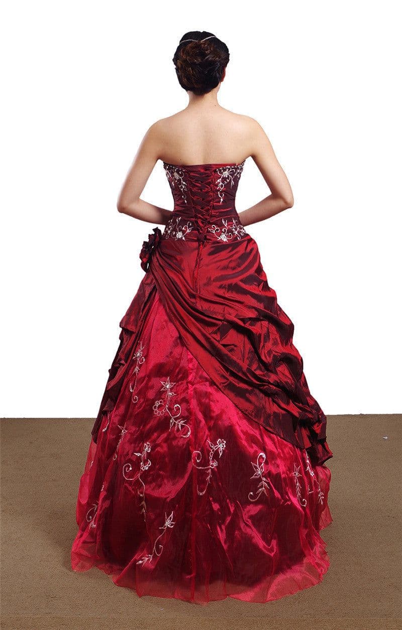 image-Wedding Dress Handmade Silver Embroidered Taffeta Formal Occasion Ball Evening Gown For Women