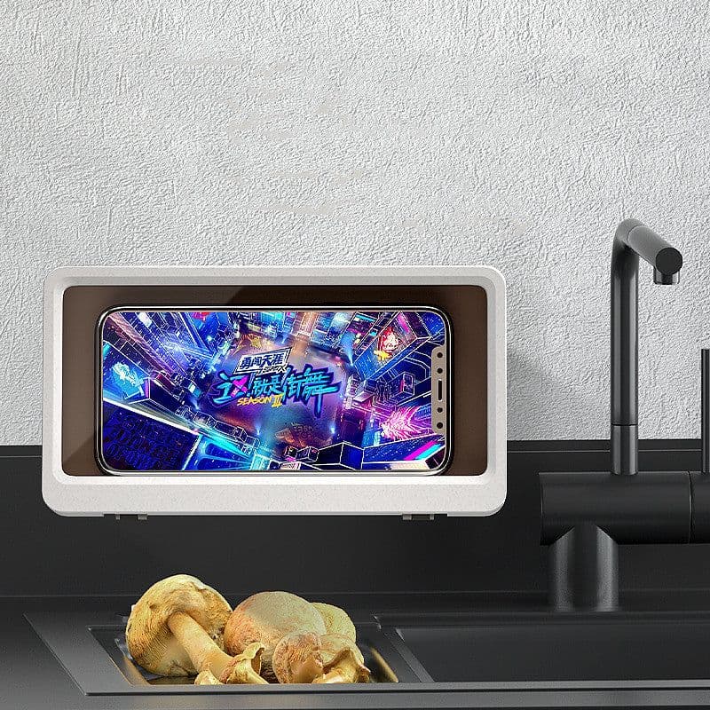image-Punch-free Wall-mounted Kitchen Bathroom Sealed Waterproof Mobile Phone Stand