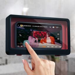 image-Punch-free Wall-mounted Kitchen Bathroom Sealed Waterproof Mobile Phone Stand