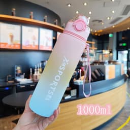 image-Rainbow Gradient Large Capacity 1L Sports Fitness Cup