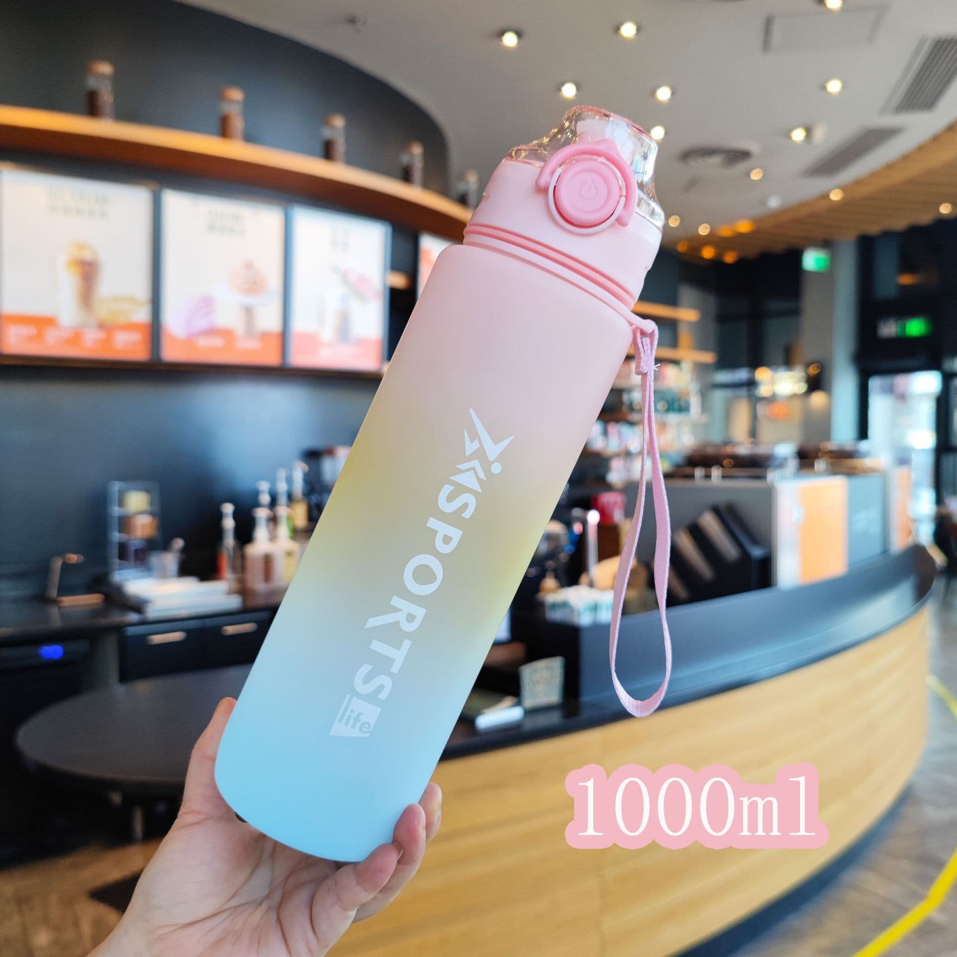 image-Rainbow Gradient Large Capacity 1L Sports Fitness Cup