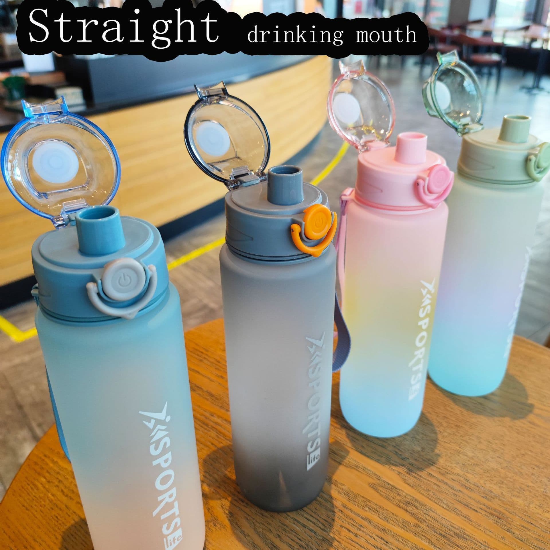 image-Rainbow Gradient Large Capacity 1L Sports Fitness Cup