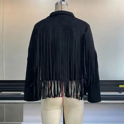 image-European And American Women's Clothing Jacket Leather Coat Deerskin Velvet Elegant Lapel Tassel Short Coat For Women Autumn And Winter New