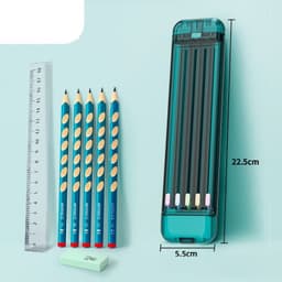 image-Ruler Pencil Eraser 4-Piece Stationery Box School Supplies