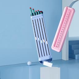 image-Ruler Pencil Eraser 4-Piece Stationery Box School Supplies