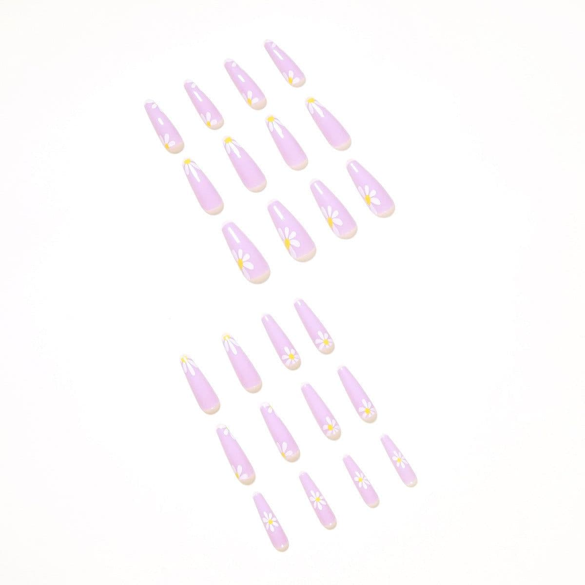 image-False Nail Pastoral Style Fake Nails Foreign Trade Cross Mirror Direct Supply Nail Stickers Nail Patch Wear Nail Finished Product